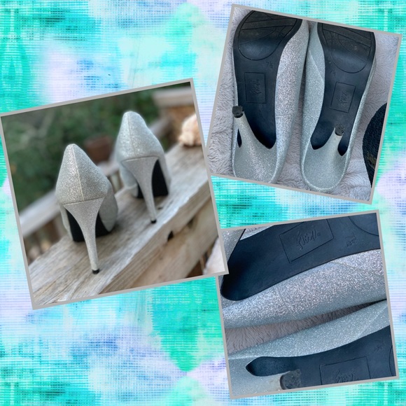 NIB Fioni Silver Sparkly open toe heels. 7 1/2 - Picture 7 of 7